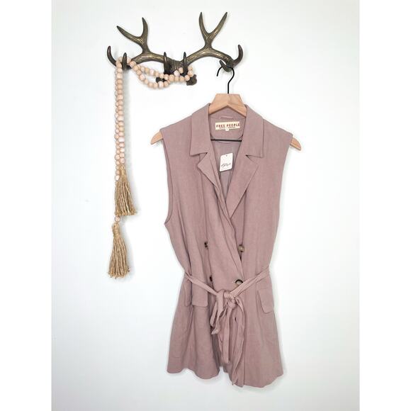 NWT Free People Olivia Vest Womens Small Tan Beige - Picture 5 of 12